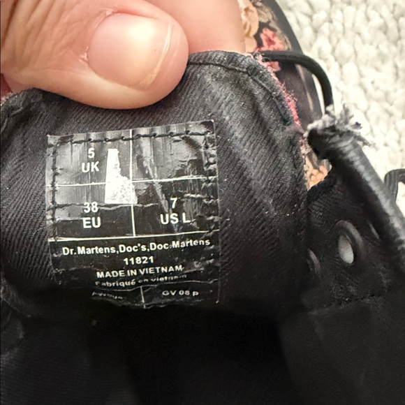 Dr. Martens Black Floral Lace-Up Combat Boots - Picture 5 of 8